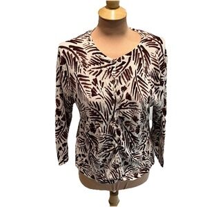 Garnett Hill Women's Merino‎ Wool Cardigan Button Up Sweater Abstract Floral